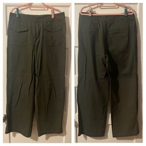 Who What Wear Olive Green Wide Leg Utility High Waist Pants 14